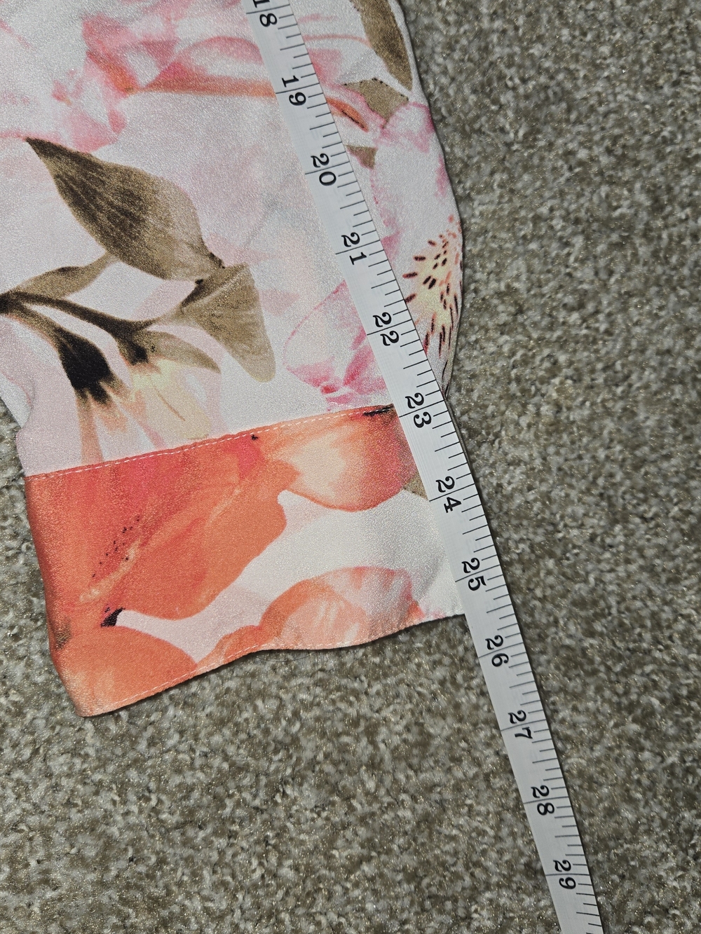 Calvin Klein Floral Print Button-Front Blouse in Pink & Peach - Picture 10 of 10